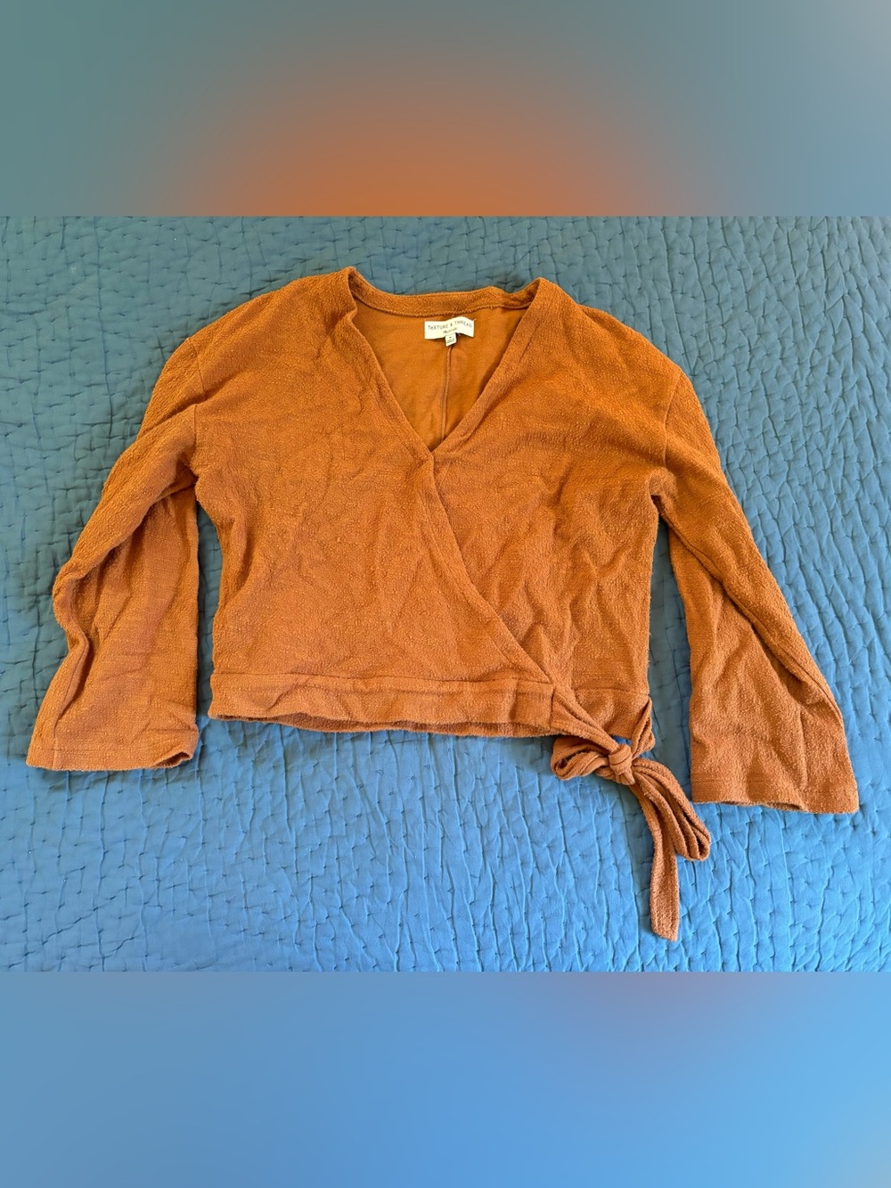 Madewell Rust Brown V-Neck Cropped Sweater
